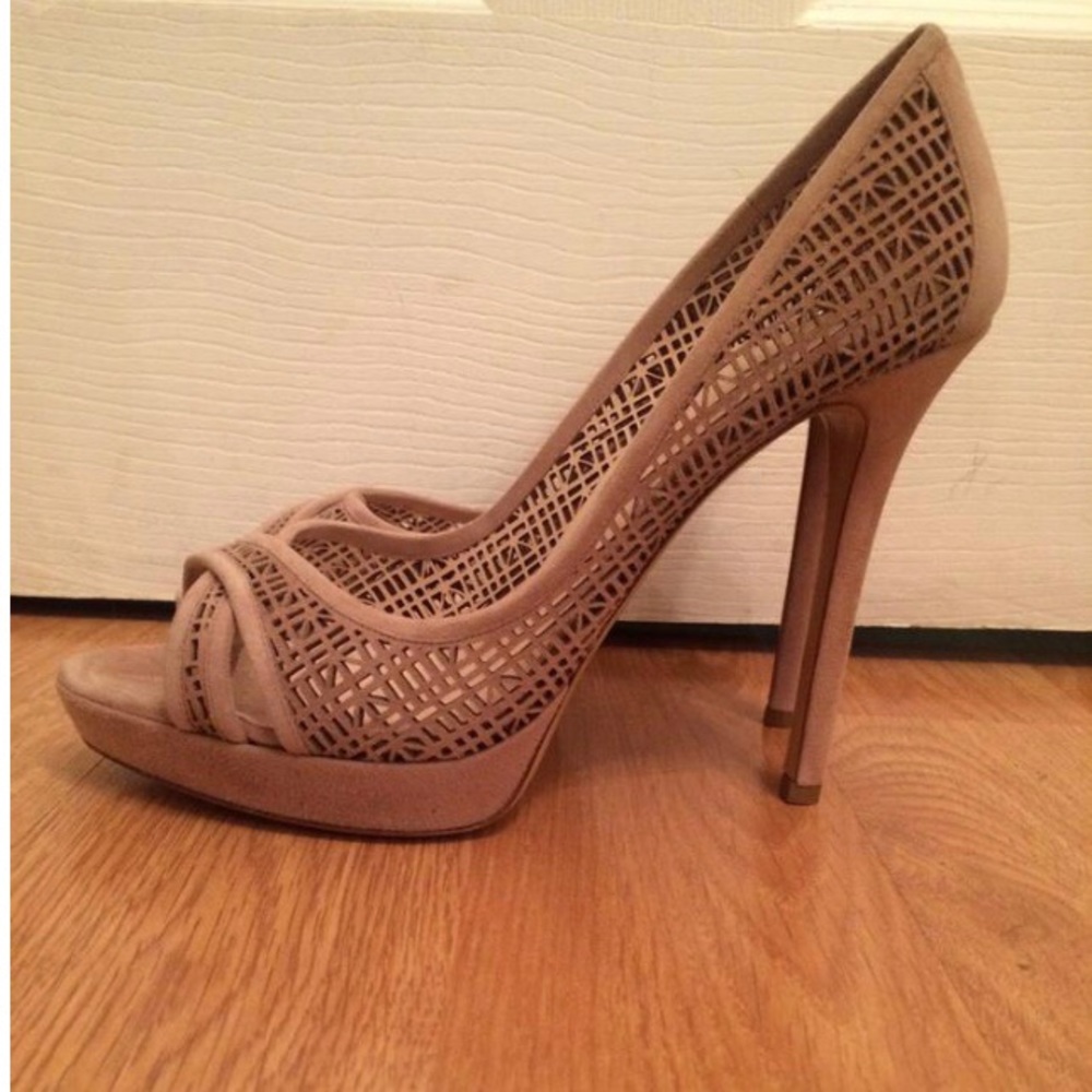 Giorgio Armani Laser Cut Peep Toe Pump
